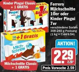 AEZ Ferrero Milchschnitte 10er oder Kinder Pingui 7er Angebot