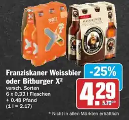 AEZ Franziskaner Weissbier oder Bitburger X² Angebot