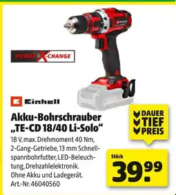 Hagebau Einhell akku-bohrschrauber te-cd 18/40 li-solo Angebot