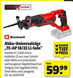 Hagebau Einhell akku-universalsäge „te-ap 18/22 li-solo“ Angebot