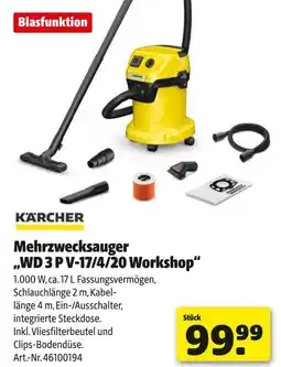 Hagebau Kärcher mehrzwecksauger „wd 3 p v-17/4/20 workshop“ Angebot