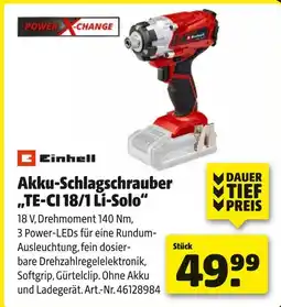 Hagebau Einhell akku-schlagschrauber te-ci 18/1 li-solo Angebot
