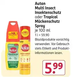Rossmann Autan multi insect insektenschutz spray Angebot