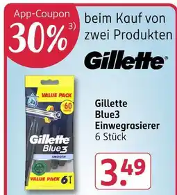 Rossmann Gillette blue3 einwegrasierer Angebot