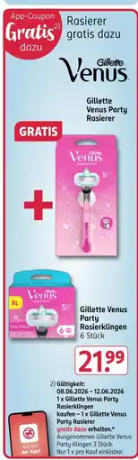 Rossmann Gillette venus party rasierer + party rasierklingen Angebot