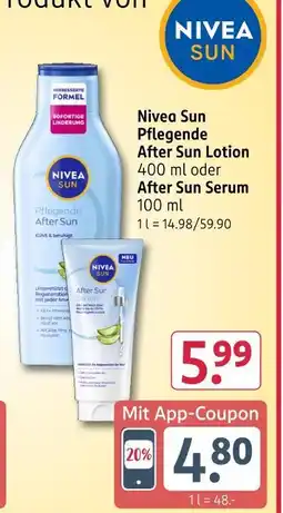 Rossmann Nivea sun pflegende after sun lotion oder after sun serum Angebot