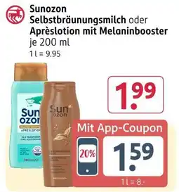 Rossmann Sunozon selbstbräunungsmilch oder aprèslotion mit melaninbooster Angebot