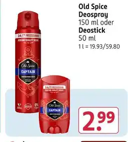 Rossmann Old spice deospray oder deostick Angebot