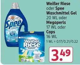 Rossmann Weißer riese oder spee waschmittel gel/megaperls/caps Angebot