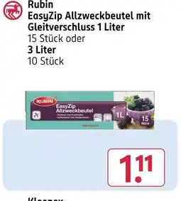 Rossmann Rubin easyzip allzweckbeutel mit gleitverschluss 1 liter Angebot