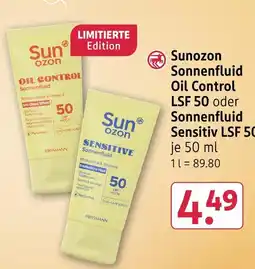 Rossmann Sunozon sonnenfluid oil control lsf 50 oder sonnenfluid sensitiv lsf 50 Angebot