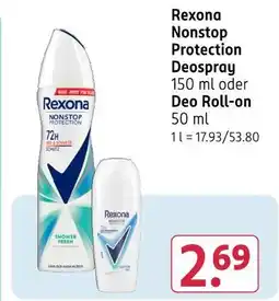 Rossmann Rexona nonstop protection deospray oder deo roll-on Angebot