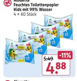 Rossmann Alouette feuchtes toilettenpapier kids mit 99% wasser Angebot