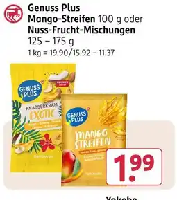 Rossmann Genuss plus mango-streifen oder nuss-frucht-mischungen Angebot