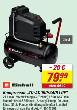 toom Baumarkt Einhell kompressor tc-ac 190/24/8 i of Angebot