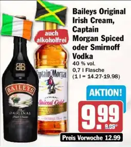 AEZ Baileys Original Irish Cream, Captain Morgan Spiced oder Smirnoff Vodka Angebot