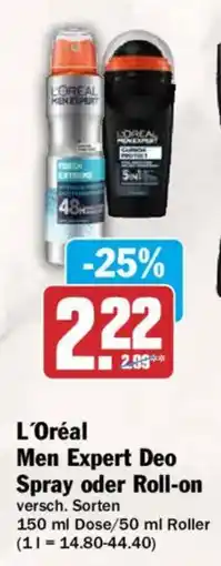 AEZ L'Oréal Men Expert Deo Spray oder Roll-on Angebot