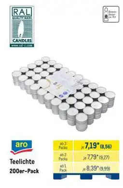 METRO aro Teelichte 200er-Pack Angebot