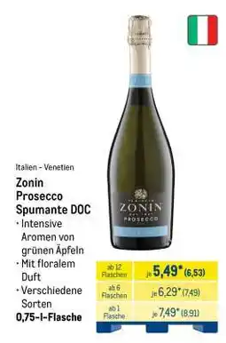 METRO Zonin Prosecco Spumante DOC Angebot