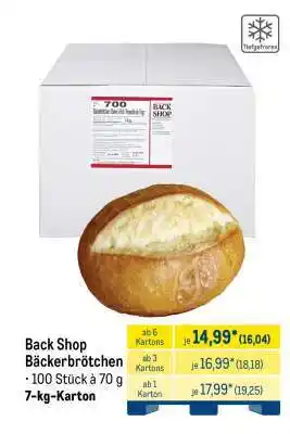 METRO Back Shop Bäckerbrötchen Angebot