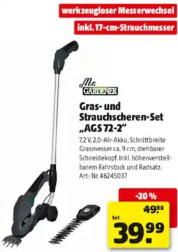 Hagebau Mr. GARDENER Gras- und Strauchscheren-Set AGS 72-2 Angebot