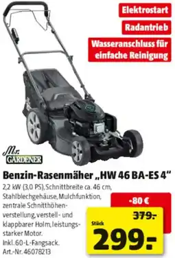 Hagebau Mr. GARDENER Benzin-Rasenmäher ,,HW 46 BA-ES 4" Angebot