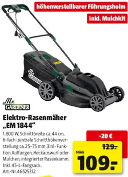 Hagebau Mr. GARDENER Elektro-Rasenmäher „EM 1844" Angebot