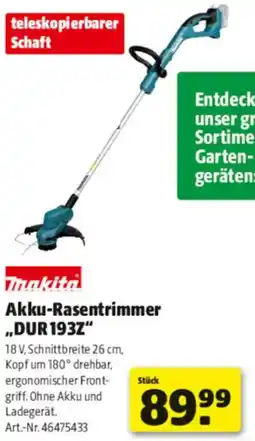 Hagebau Makita Akku-Rasentrimmer ,,DUR 193Z" Angebot