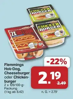 Famila Nord West Flemmings Hot-Dog, Cheeseburger oder Chickenburger Angebot
