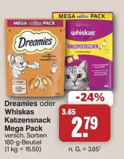 Famila Nord West Dreamies oder Whiskas Katzensnack Mega Pack Angebot