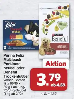 Famila Nord West Purina Felix Multipack Portions- beutel oder Beneful Trockenfutter Angebot