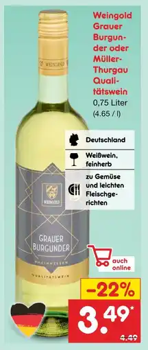 Netto Marken-Discount Weingold grauer burgunder qualitätswein Angebot