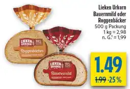 diska Lieken Urkorn Bauernmild oder Roggenbäcker Angebot