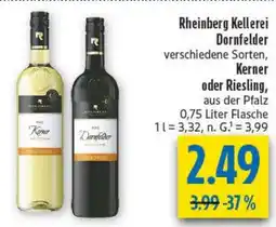 diska Rheinberg Kellerei Dornfelder, Kerner oder Riesling, Angebot