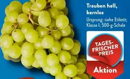 Aldi Süd Trauben hell, kernlos Angebot