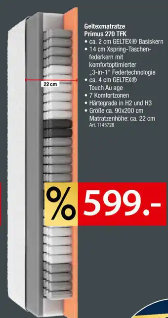 Zurbrüggen Geltexmatratze Primus 270 TFK Angebot