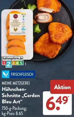Aldi Süd MEINE METZGEREI Hähnchen Schnitte ,,Cordon Bleu Art" Angebot