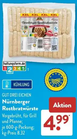 Aldi Süd GUT DREI EICHEN Nürnberger Rostbratwürste Angebot