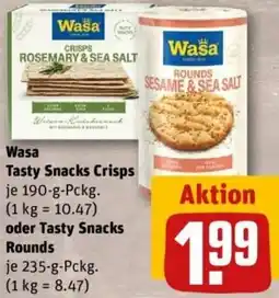 REWE Wasa Tasty Snacks Crisps oder Tasty Snacks Rounds Angebot