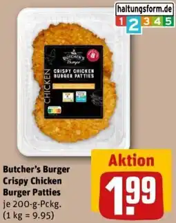 REWE Butcher's Burger Crispy Chicken Burger Patties Angebot