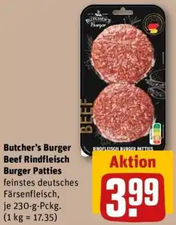 REWE Butcher's Burger Beef Rindfleisch Burger Patties Angebot