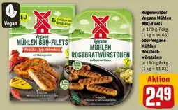 REWE Rügenwalder Vegane Mühlen BBQ-Filets oder Vegane Mühlen Rostbratwürstchen Angebot