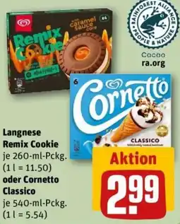 REWE Langnese Remix Cookie oder Cornetto Classico Angebot