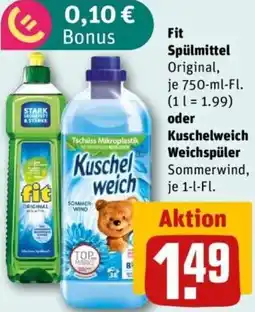 REWE Fit Spülmittel oder Kuschelweich Weichspüler Angebot