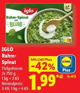 Lidl IGLO Rahm- Spinat Angebot