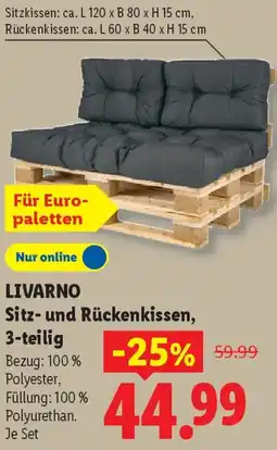 Lidl LIVARNO Sitz- und Rückenkissen, 3-teilig Angebot