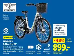 Lidl ZÜNDAPP E-Bike City 28" Angebot