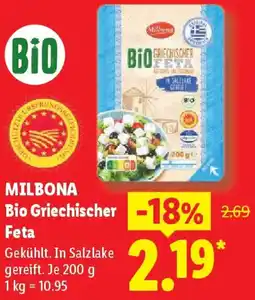 Lidl MILBONA Bio Griechischer Feta Angebot