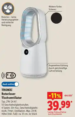 Lidl TRONIC Rotorloser Tischventilator Angebot