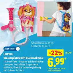 Lidl LUPILU Wasserpistole mit Rucksacktank Angebot